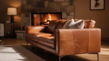 canapé en cuir usé